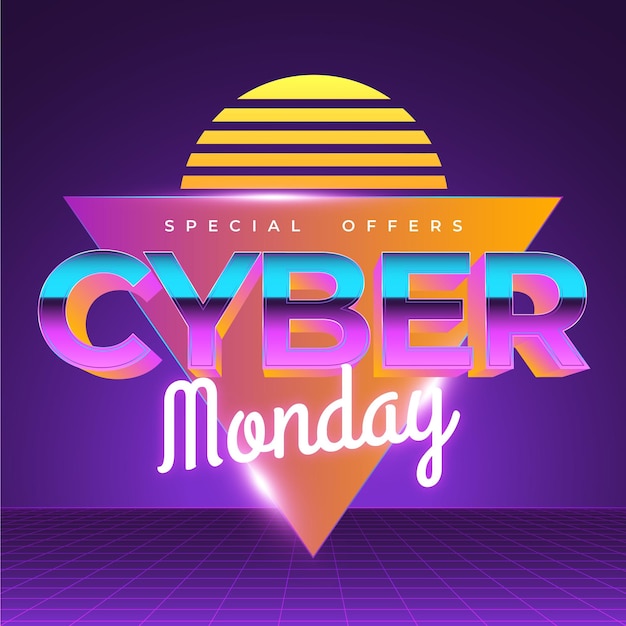 Free Vector retro futuristic cyber monday