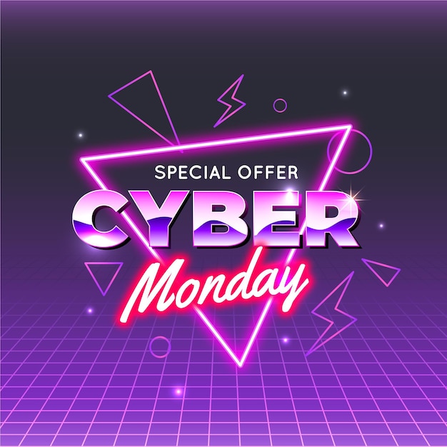 Retro futuristic cyber monday