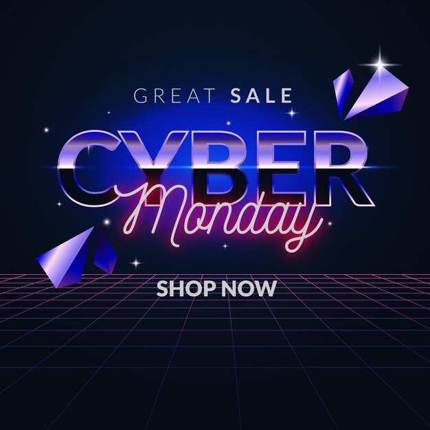 Retro futuristic cyber monday