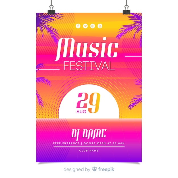 Retro futuristic music poster template