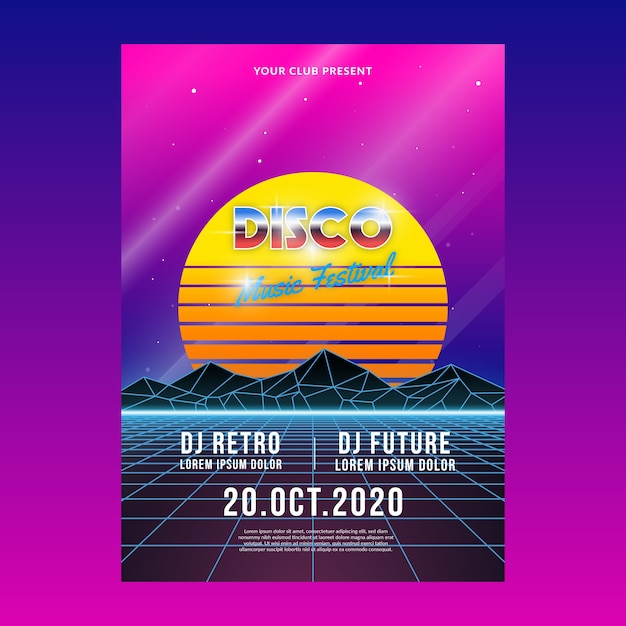 Free vector retro futuristic music poster template