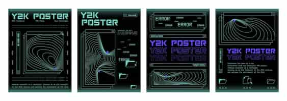 Free vector retro futuristic y2k aesthetic poster design