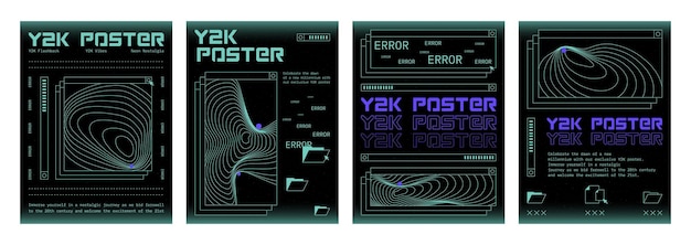 Free Vector retro futuristic y2k aesthetic poster design