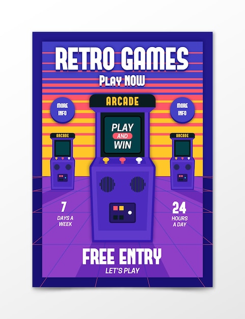 Retro gaming poster template illustrated