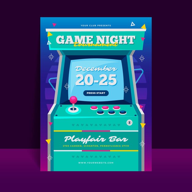 Retro gaming poster template