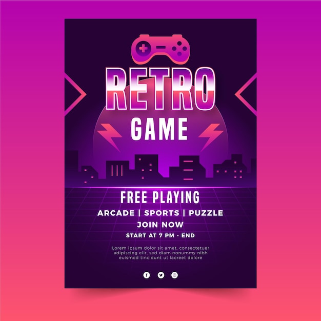 Retro gaming poster template