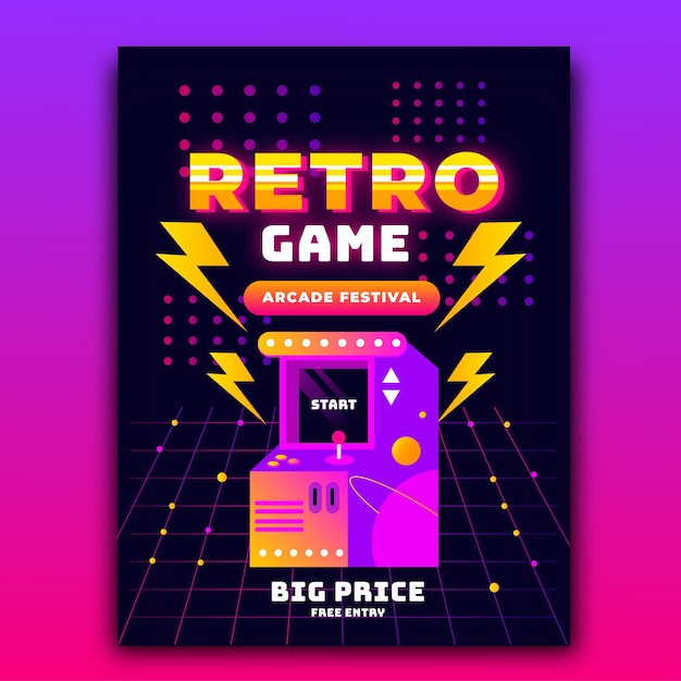 Free Vector retro gaming poster template