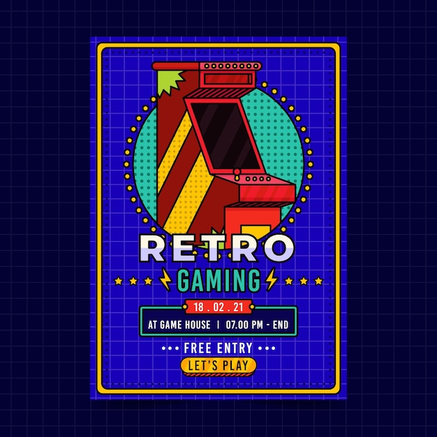 Free vector retro gaming poster template