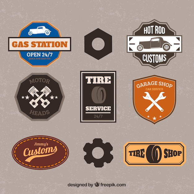 Free Vector retro garage badges