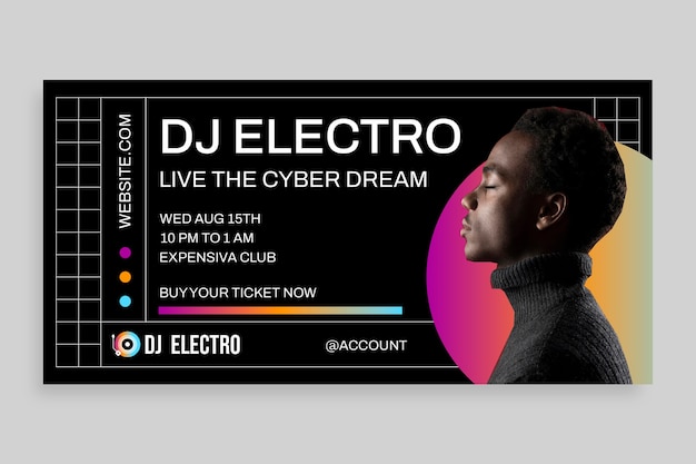 Retro gradient dj electro twitter post