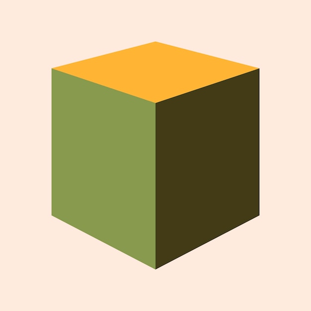 Free vector retro green cube geometrical shape vector