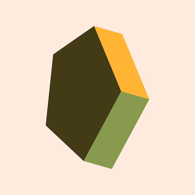 Free vector retro green pentagonal prism geometrical shape vector