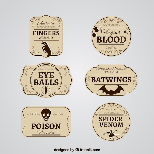 Free Vector retro halloween labels