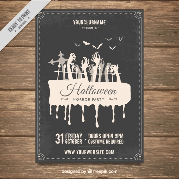 Free Vector retro halloween party flyer