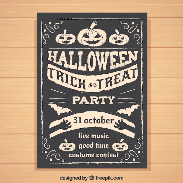 Free Vector retro halloween party poster