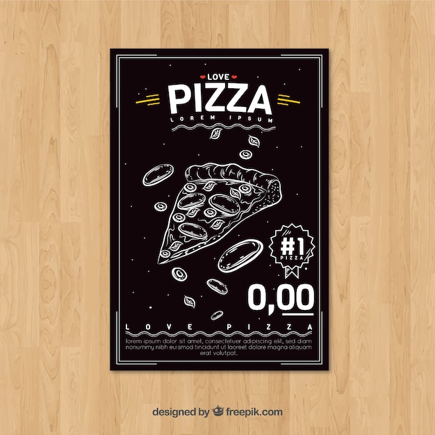 Free vector retro hand drawn pizza brochure