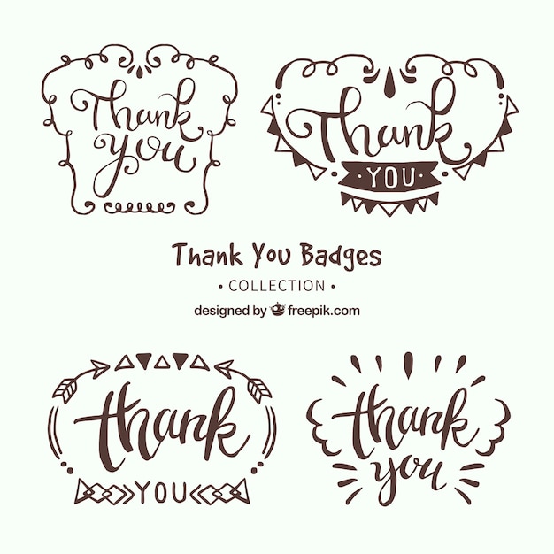 Retro hand drawn thank you stickers pack