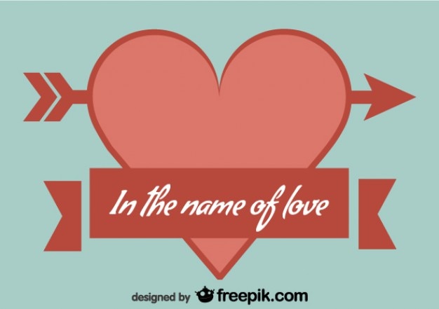 Free Vector retro heart ribbon arrow card design