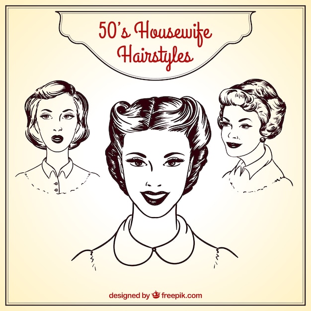 Free Vector retro housewife hairstyles