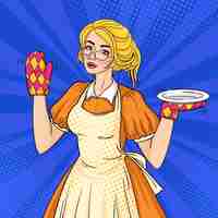 Free vector retro housewife pop art