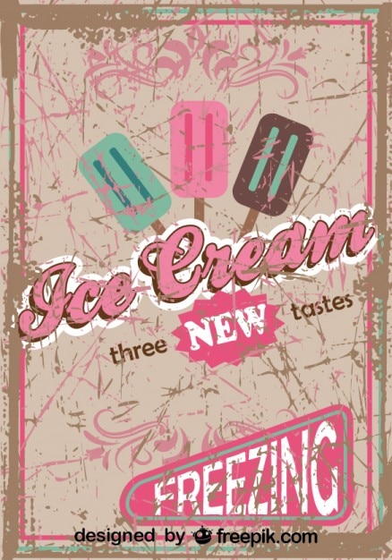 Free vector retro ice cream poster design new tastes