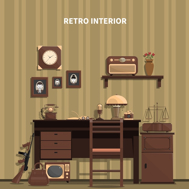 Free vector retro interior illustration