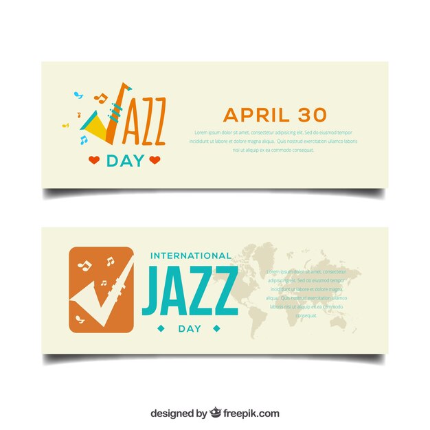 Retro international day of jazz banners