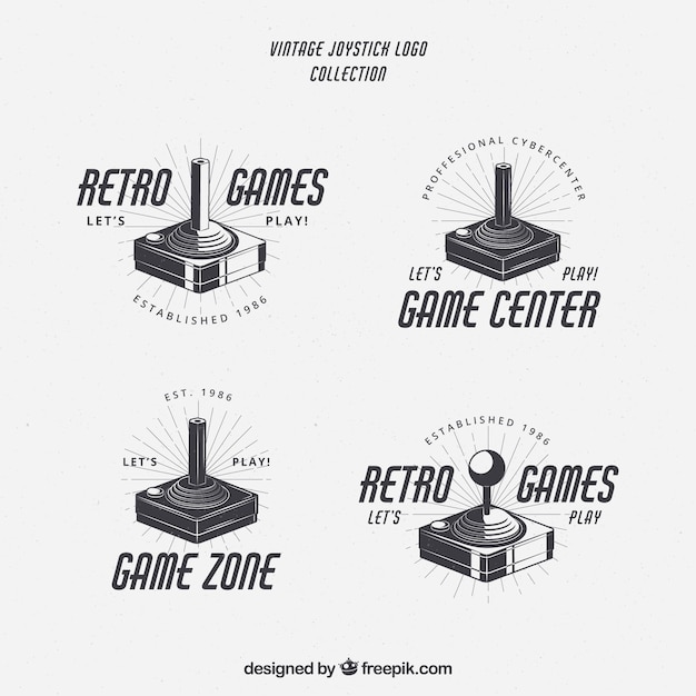 Free vector retro joystick logo collection with elegant style