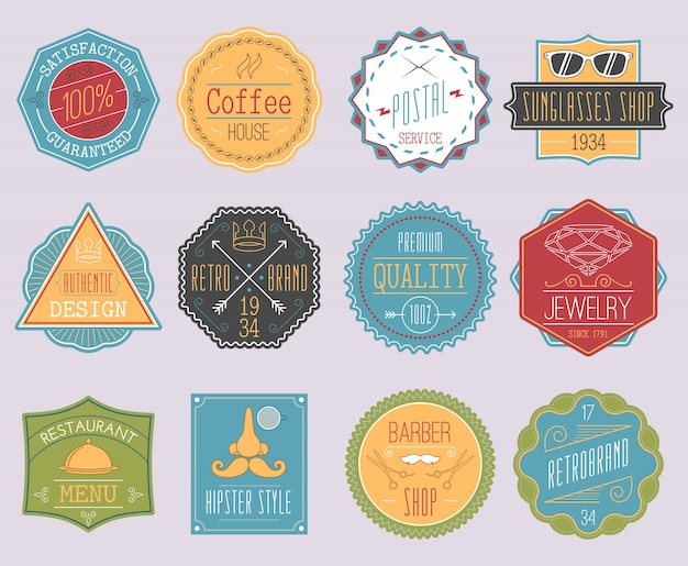 Free Vector retro labels set