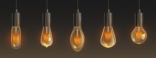 Free vector retro light bulb with glowing effect