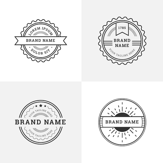 Free Vector retro logos with round shapes