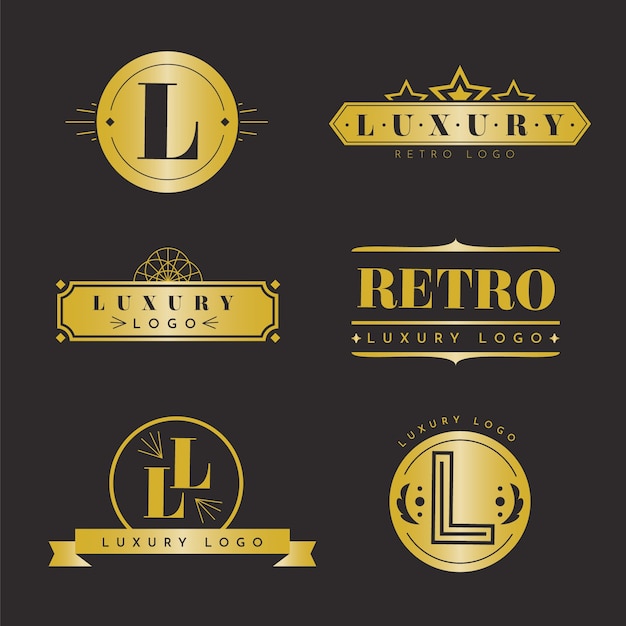 Free Vector retro luxury logo collection