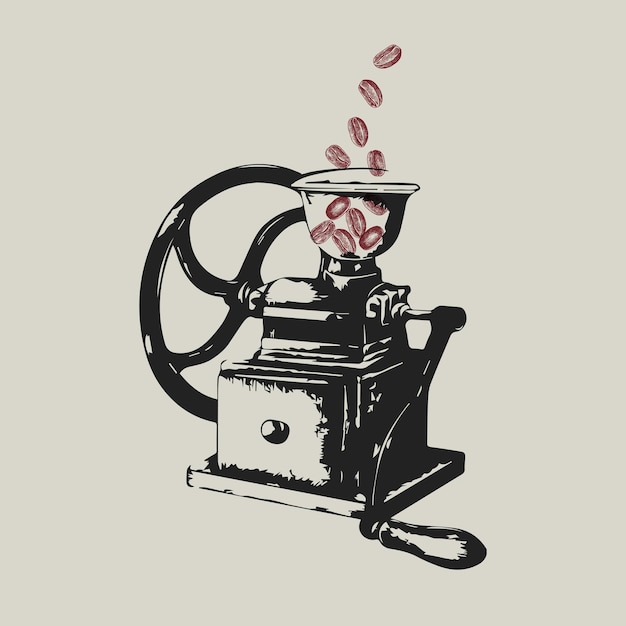 Free Vector retro manual coffee grinder logo business corporate identity illustration