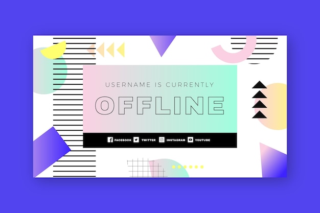 Free Vector retro memphis twitch offline banner template