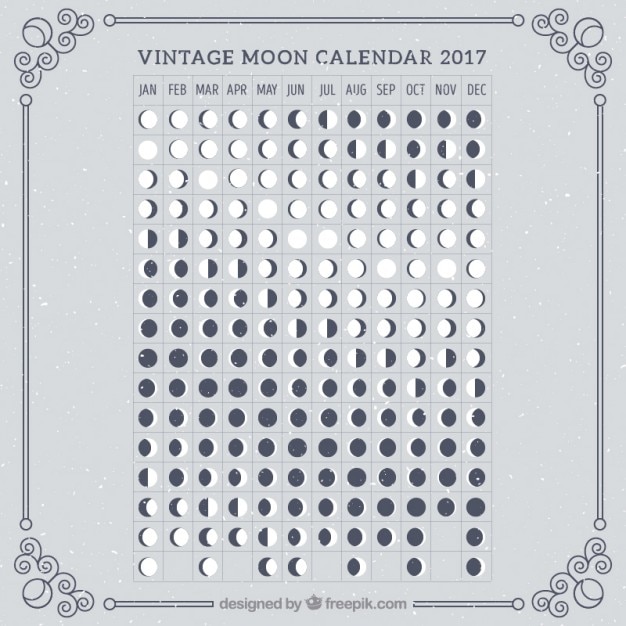 Free Vector retro moon calendar 2017