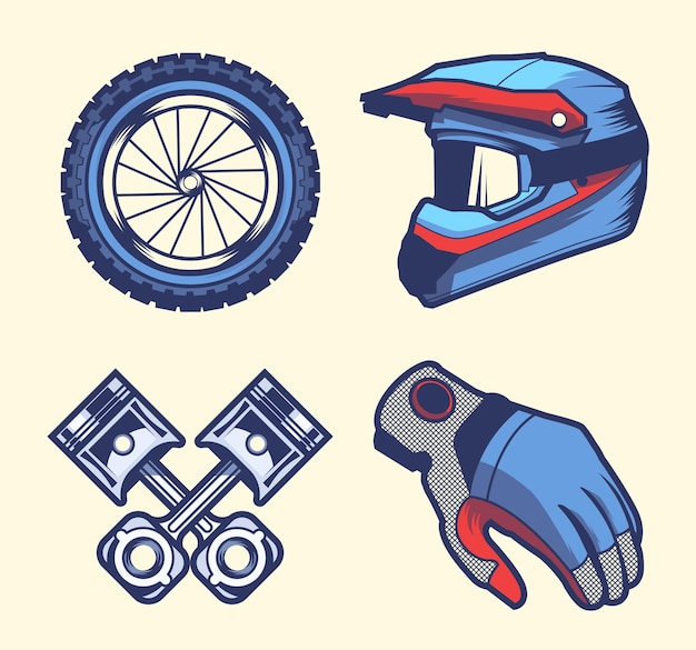 Retro motocross elements pack