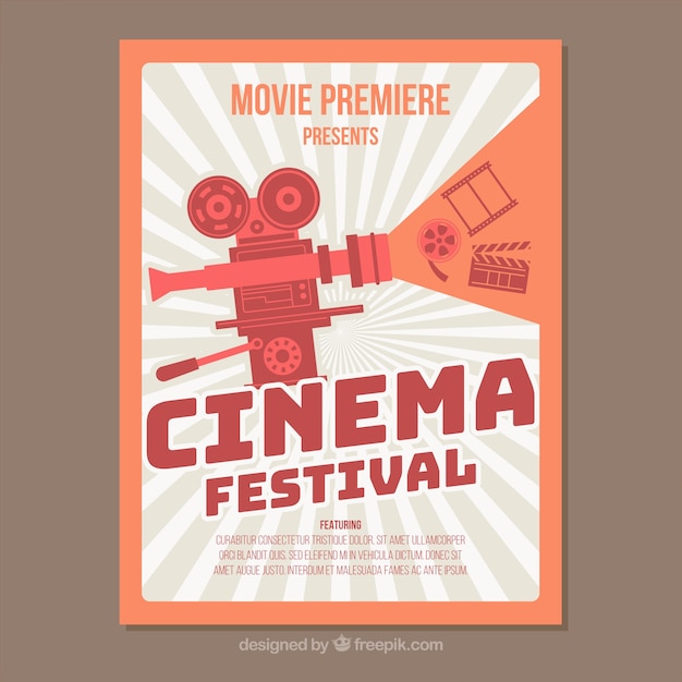 Free Vector retro movie festival poster