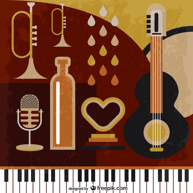 Free vector retro music instruments background