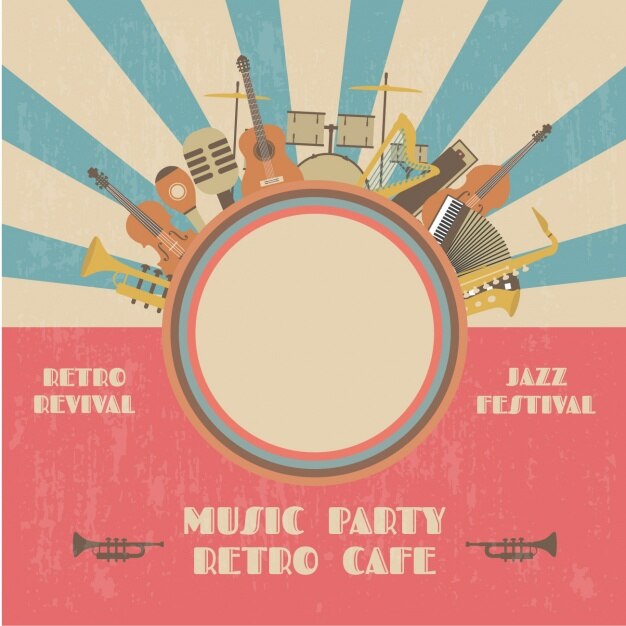 Retro music party poster