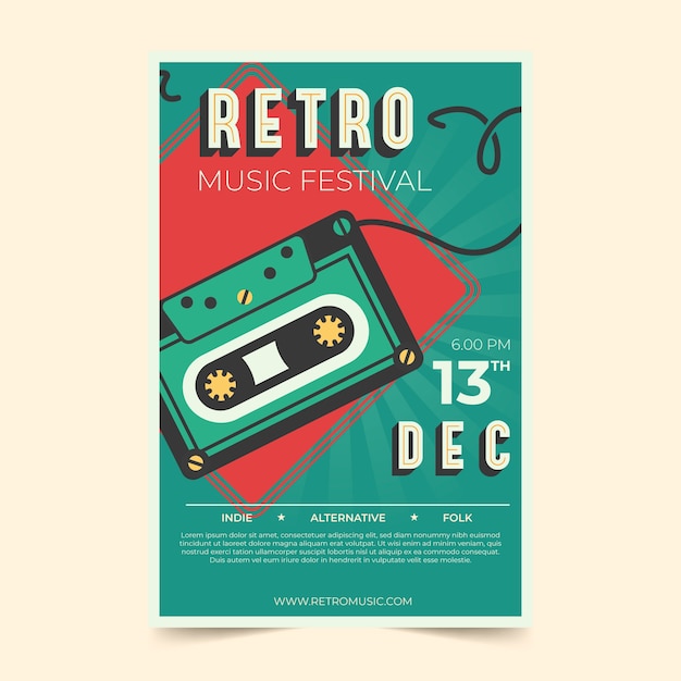 Free Vector retro music poster template