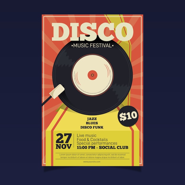 Retro music poster template