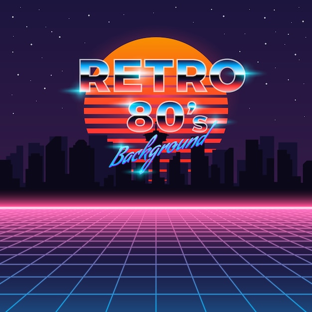 Free Vector retro neon background in 80's style