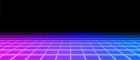 Free vector retro neon perspective grid floor background