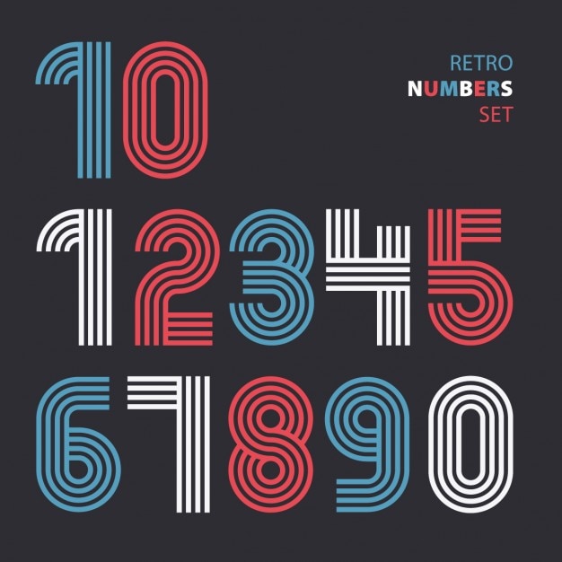 Free Vector retro numbers made with lines