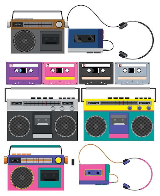 Free Vector retro objects and electronic devices