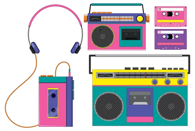 Free vector retro objects and electronic devices