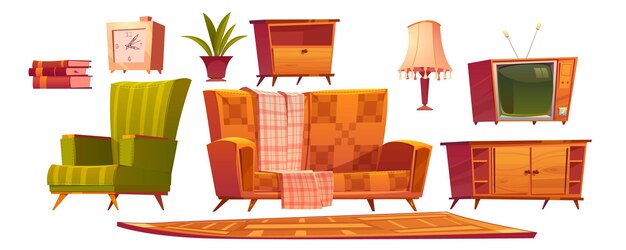 Retro old living room furniture and stuff sofa