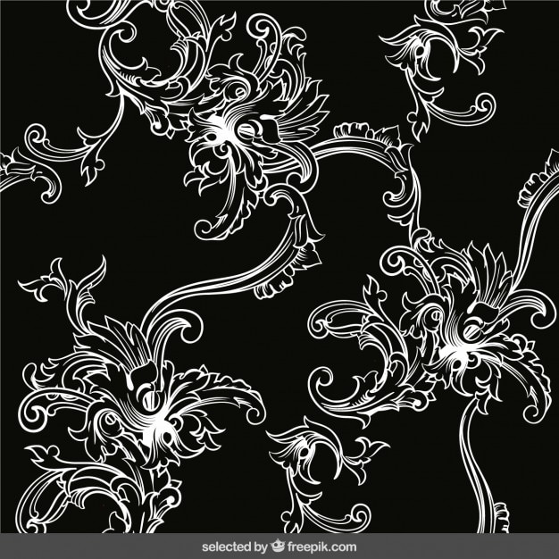 Free Vector retro ornament background in black and white colors