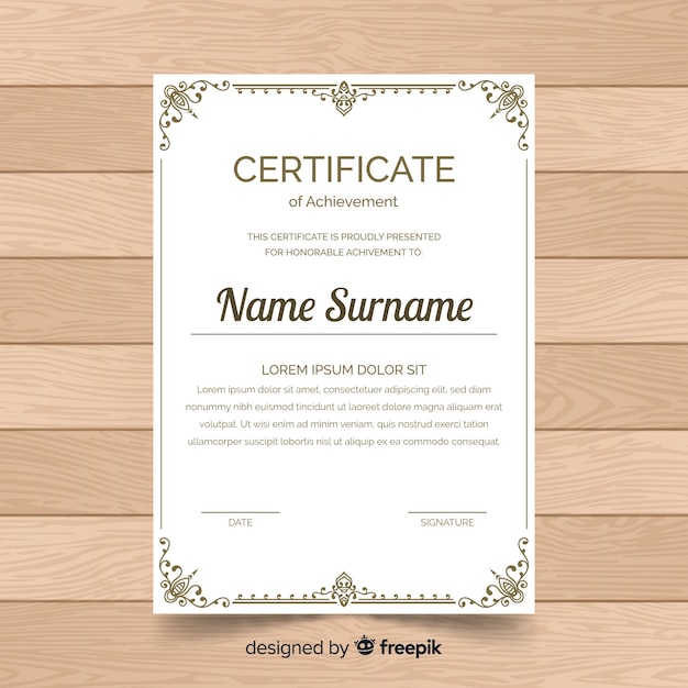 Retro ornamental certificate template