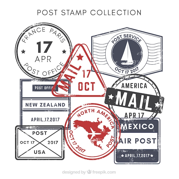 Free vector retro pack of post stamps